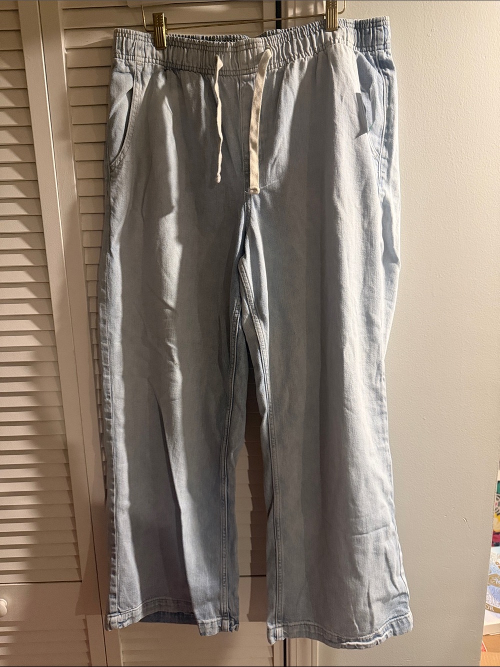 Gap Light Blue High Rise Wide Leg Drawstring Jeans Size Large NWT - Picture 3 of 4